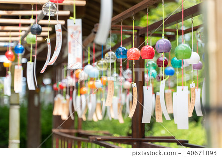 Matsuo Taisha Shrine, wind chimes at the purification fountain Matsuo Taisha Shrine, wind chimes at the purification fountain 140671093