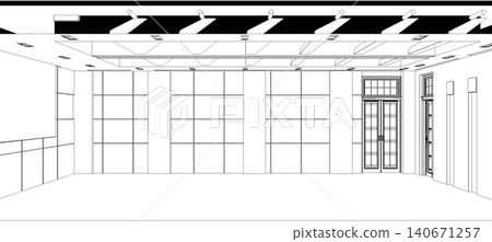 contour visualization of a large empty interior, sketch, outline contour visualization of a large empty interior, sketch, outline 140671257