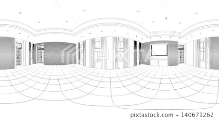 contour visualization of a large empty interior, sketch, outline contour visualization of a large empty interior, sketch, outline 140671262