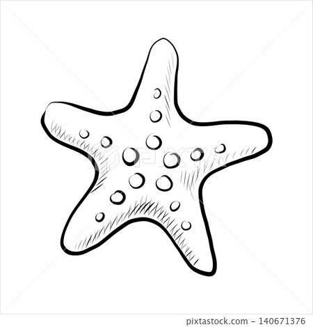 Contour drawing line art starfish in the sea, ocean. Minimalistic Contour drawing line art starfish in the sea, ocean. Minimalistic 140671376