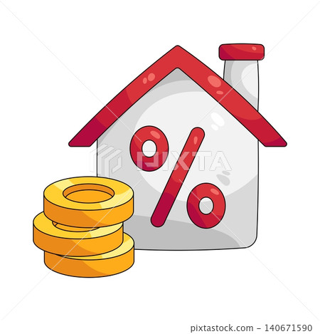 Illustration of mortgage with a stacked coin Illustration of mortgage with a stacked coin 140671590