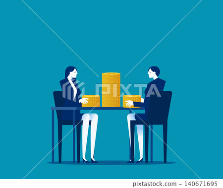 Financial stability. Seated business stacking gold coins in their hands Financial stability. Seated business stacking gold coins in their hands 140671695