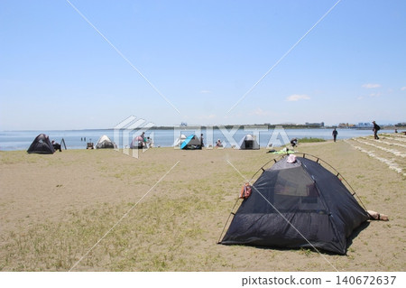 Beach, camping, summer, Kasai Rinkai Park Beach, camping, summer, Kasai Rinkai Park 140672637
