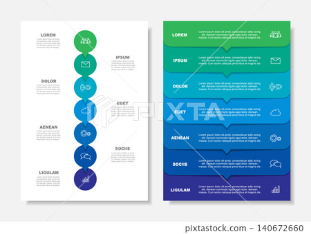 Modern business infographic template with seven steps, abstract text and creative web data visualization. Vector illustration. Modern business infographic template with seven steps, abstract text and creative web data visualization. Vector illustration. 140672660