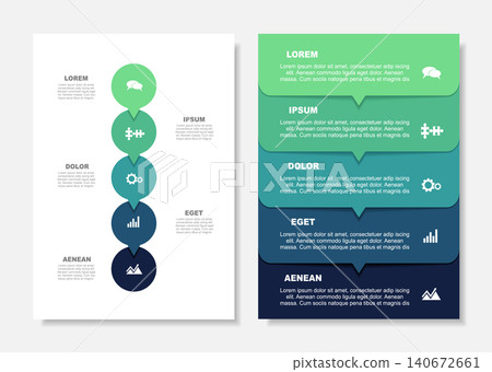 Modern business infographic template with five steps, abstract text and creative web data visualization. Vector illustration. Modern business infographic template with five steps, abstract text and creative web data visualization. Vector illustration. 140672661