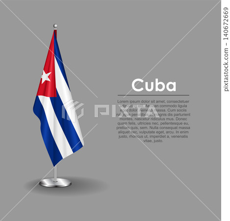 Cuban national flag on a metallic vertical stand. Vector illustration. Cuban national flag on a metallic vertical stand. Vector illustration. 140672669