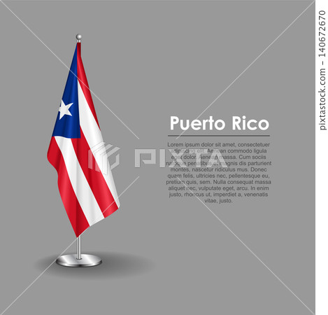 Puerto Rican national flag on a metallic vertical stand. Vector illustration. Puerto Rican national flag on a metallic vertical stand. Vector illustration. 140672670