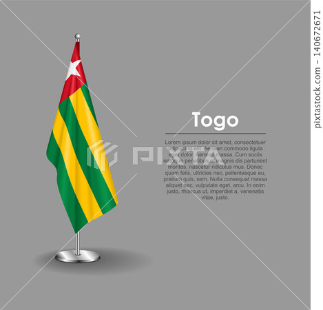 Togolese national flag on a metallic vertical stand. Vector illustration. Togolese national flag on a metallic vertical stand. Vector illustration. 140672671