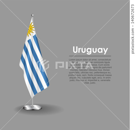 Uruguayan national flag on a metallic vertical stand. Vector illustration. Uruguayan national flag on a metallic vertical stand. Vector illustration. 140672673