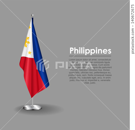 Philippines national flag on a metallic vertical stand. Vector illustration. Philippines national flag on a metallic vertical stand. Vector illustration. 140672675
