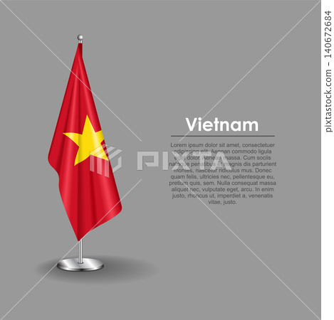 Vietnamese national flag on a metallic vertical stand. Vector illustration. Vietnamese national flag on a metallic vertical stand. Vector illustration. 140672684