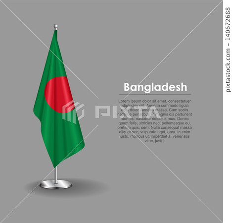 Bangladeshi national flag on a metallic vertical stand. Vector illustration. Bangladeshi national flag on a metallic vertical stand. Vector illustration. 140672688