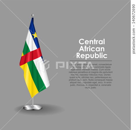 Central African Republic national flag on a metallic vertical stand. Vector illustration. Central African Republic national flag on a metallic vertical stand. Vector illustration. 140672690