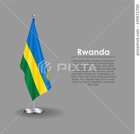 Rwandan national flag on a metallic vertical stand. Vector illustration. Rwandan national flag on a metallic vertical stand. Vector illustration. 140672700