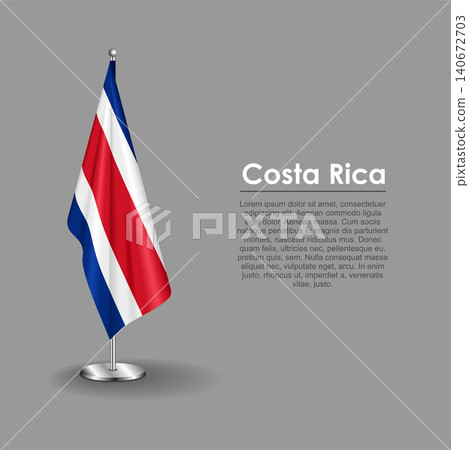 Costa Rican national flag on a metallic vertical stand. Vector illustration. Costa Rican national flag on a metallic vertical stand. Vector illustration. 140672703