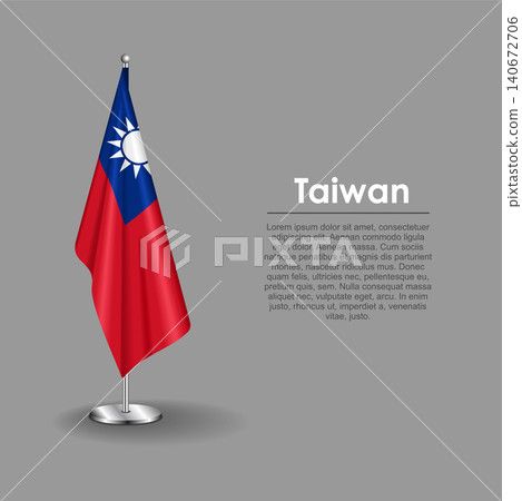 Taiwanese national flag on a metallic vertical stand. Vector illustration. Taiwanese national flag on a metallic vertical stand. Vector illustration. 140672706