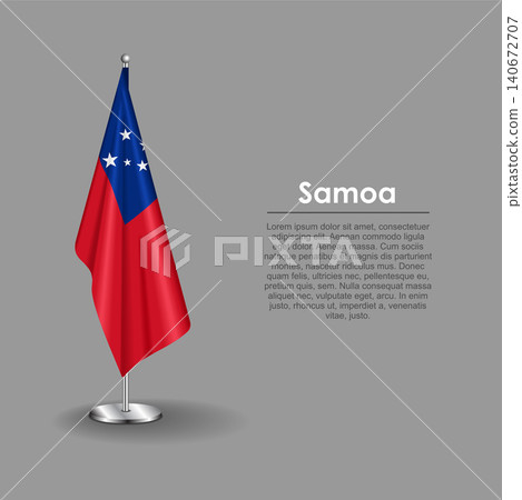 Samoan national flag on a metallic vertical stand. Vector illustration. Samoan national flag on a metallic vertical stand. Vector illustration. 140672707