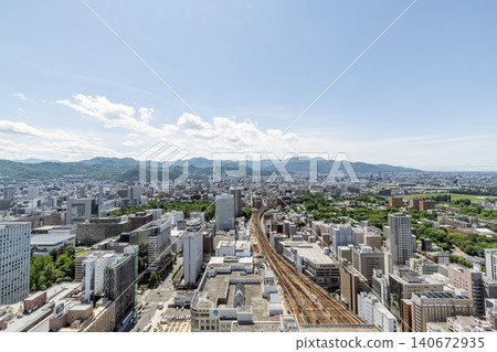 Sapporo cityscape as seen from around JR Sapporo Station (westward from Sapporo Station) 140672935