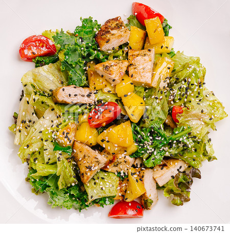 Healthy chicken salad with pineapple and sesame seeds Healthy chicken salad with pineapple and sesame seeds 140673741