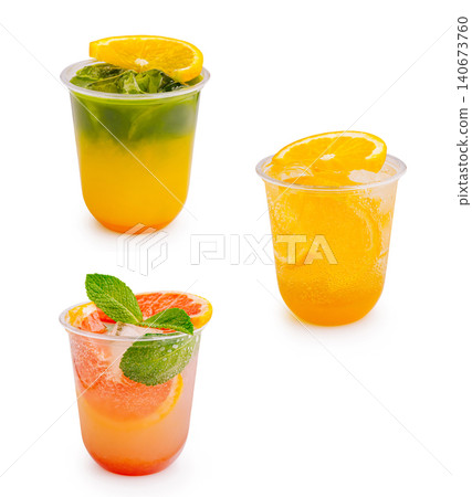Refreshing summer citrus and matcha drinks with ice Refreshing summer citrus and matcha drinks with ice 140673760