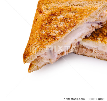 Tuna melt sandwich on toasted bread with gooey cheese Tuna melt sandwich on toasted bread with gooey cheese 140673888