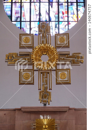 Main altar in the Saint Lawrence church in Kleinostheim, Germany Main altar in the Saint Lawrence church in Kleinostheim, Germany 140674757