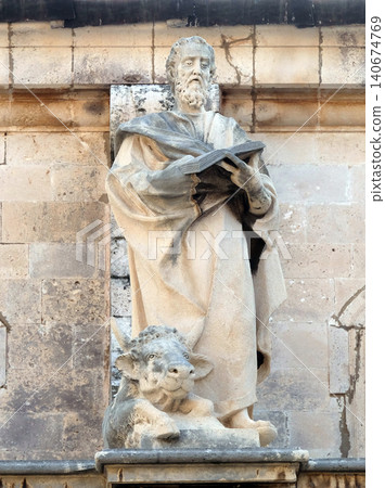 Saint Luke the Evangelist on the Cathedral of Assumption of the Virgin Mary in the Old Town of Dubrovnik, Croatia Saint Luke the Evangelist on the Cathedral of Assumption of the Virgin Mary in the Old Town of Dubrovnik, Croatia 140674769