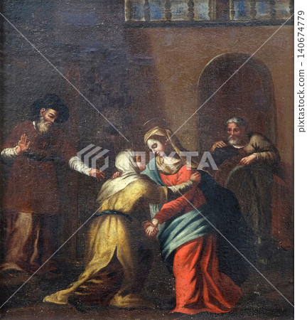 Meeting Mary with Elisabeth by the unknown Italian master from 16th century in the convent of the Friars Minor in Dubrovnik Meeting Mary with Elisabeth by the unknown Italian master from 16th century in the convent of the Friars Minor in Dubrovnik 140674779