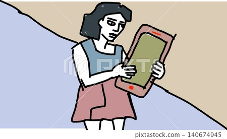Girl Looking Blank Frame Self Reflection Vector Illustration for Blogs Girl Looking Blank Frame Self Reflection Vector Illustration for Blogs 140674945