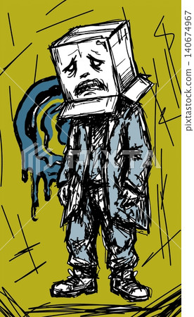 Creepy Box Head Character for Mental Health Editors 140674967