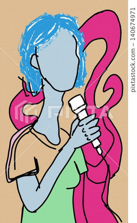 Abstract Singer Vector with Blue Hair and Pink Aura Abstract Singer Vector with Blue Hair and Pink Aura 140674971