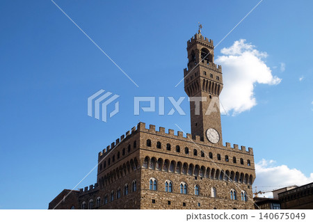 The Palazzo Vecchio (Old Palace) a Massive Romanesque Fortress Palace, is the Town Hall of Florence, Italy The Palazzo Vecchio (Old Palace) a Massive Romanesque Fortress Palace, is the Town Hall of Florence, Italy 140675049