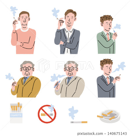 A man smoking a cigarette and a cigarette 140675143