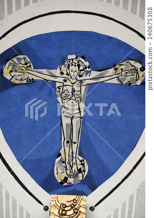 Crucifixion, Church of the Holy Trinity in Gemunden am Main, Bavaria, Germany 140675308
