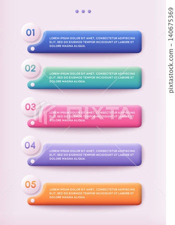 Set of infographics elements in 3d style. Can be used for info graphics, graphic or website layout vector, numbered banners, diagram, flyer, corporate report, marketing etc, web. 140675369