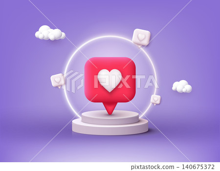 Like notification icon. Social media like icon concept. Comment and Follower. 3D Vector Illustrations. Like notification icon. Social media like icon concept. Comment and Follower. 3D Vector Illustrations. 140675372