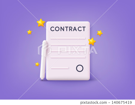 Contract papers. Document. 3D Web Vector Illustrations. Contract papers. Document. 3D Web Vector Illustrations. 140675419