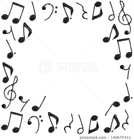 [Musical Note Frame] Hand-embroidered illustration material 140675431