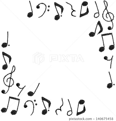 [Musical Note Frame] Hand-embroidered illustration material 140675458