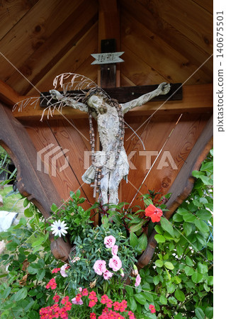 Crucifixion in Petschied village near Luson, Northern Italy 140675501