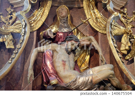 Altar of Our Lady of Sorrows, Franciscan Church in Graz, Styria, Austria Altar of Our Lady of Sorrows, Franciscan Church in Graz, Styria, Austria 140675504