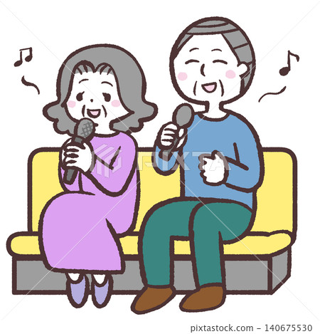 老年男女唱歌的插圖 140675530