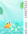 Summer Sale Background Template with 3D Swim Rings Character and Water Ripple 140675812