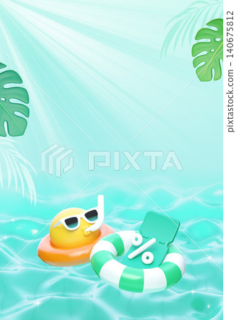 Summer Sale Background Template with 3D Swim Rings Character and Water Ripple Summer Sale Background Template with 3D Swim Rings Character and Water Ripple 140675812