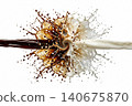 Symmetrical food photography of black coffee and white cream powerful explosion wave. 140675870