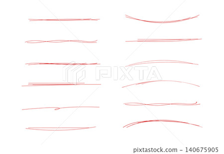 A set of handwritten-style red pen underlines and decorative lines (for proofreading and emphasis). A set of handwritten-style red pen underlines and decorative lines (for proofreading and emphasis). 140675905