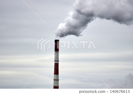 Energy production: coal power station with smoking stack and towers Energy production: coal power station with smoking stack and towers 140676613