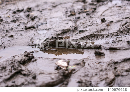 Detailed macro texture of wet brown mud and clay, organic earth surface background Detailed macro texture of wet brown mud and clay, organic earth surface background 140676618
