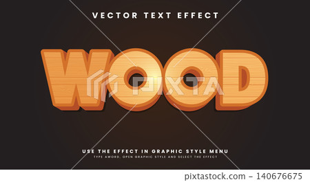 Wood 3d text effect 140676675