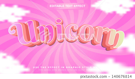 Unicorn 3d editable vector text effect template Unicorn 3d editable vector text effect template 140676814